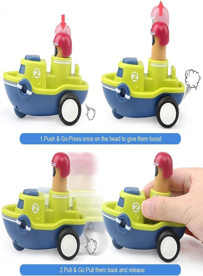 GoldiMec Pack of 2 Toy Cars Push and Go Play Set | Friction Powered Car Pull Back Vehicles Transport Tools Gifts for Babies Toddlers Kids Boys Girls Age 3+ Years Old (Car and Boat) Multi Colour - Image 5